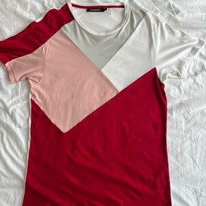 Karl Lagerfeld White and Pink Graphic Short Sleeve Tee